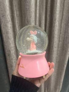musical Cute Pink Bunny Snow Globe