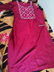 Maroon Embroidered &amp;Combo Kurts