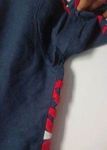 Embroidered Navy Blouse Top
