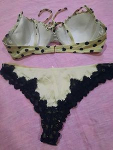 Polka Dot Bra and Lace Panty Set