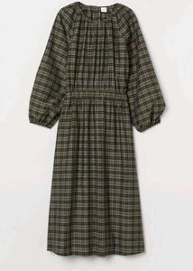 H&amp;M Khaki Check Tartan Cut Out Back Dress