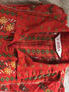 BIBA Red Floral Print Top/kurti
