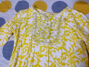 Yellow Printed Kurta Set