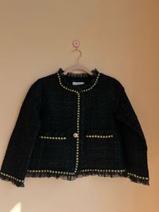 Elegant Black Tweed Jacket