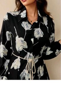 Chic Black &amp; White Floral Shirt Dress