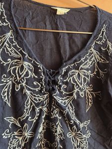 Embroidered Blue Top