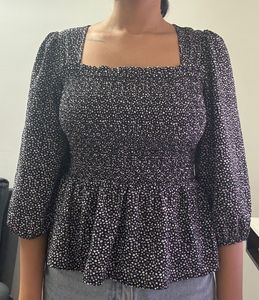 Black And White Peplum Top