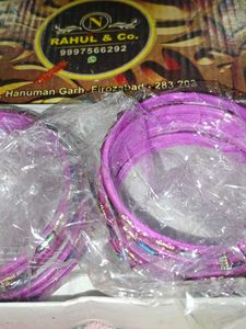 Purple Beaded Bangle Set