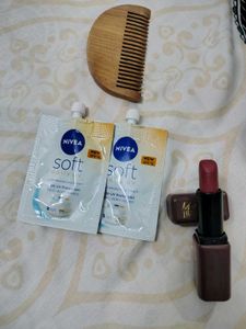 Wooden Comb,  Lipstick And Two Nevea Spf Creams