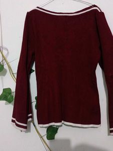 Maroon Flared Sleeve Top