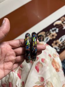 Floral Print black Bangles
