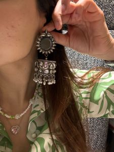 Statement Silver Jhumka Earrings