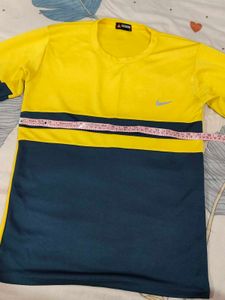 Yellow &amp; Teal Green Long Sleeve Sports T-shirt