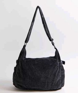 Dark Grey Jeans Velvet Shoulder Bag - Y2K Style