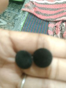 Red and Black Fabric Button Earrings
