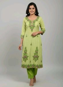Elegant Green Embroidered Kurta Set