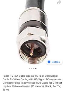 Paxal TV-out Cable Coaxial RG-6 all Dish Digital C