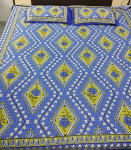 Blue Floral Diamond Pattern Bedding Set