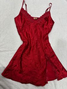 Red Satin Slip Dress