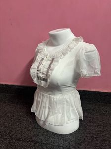 🦢y2k fitted sheer ruffle sequin top 🦢