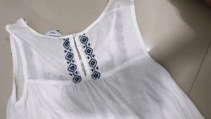 White Embroidered Sleeveless Top