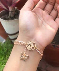 Handmade double layered chain charm bracelet