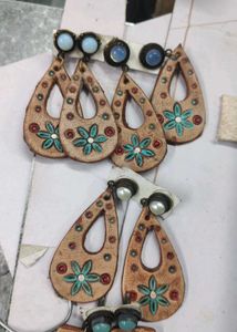 Leather Rose Drop Earrings