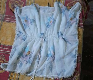 Floral Print Sheer Beach Cover-Up