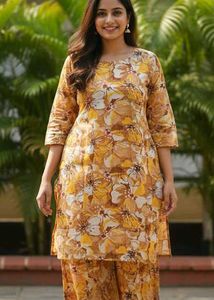 Colorful Floral Print Kurti Set