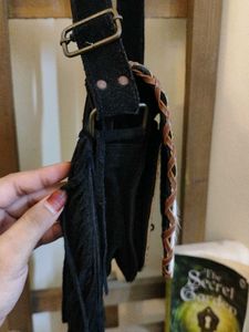 patchwork leather sling