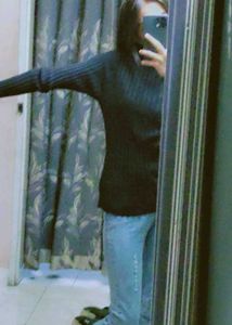 Ribbed Black Turtleneck Top