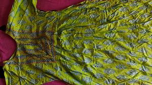 Lemon Green Color Cotton Nayara Cut Kurti