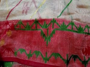White Maslin Saree with Colorful Detailed