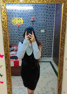 Woolen Middy Dress With Ruffle Shirt