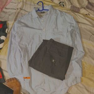 DICKIES Striped Shirt &amp; Carpenter Pants Set