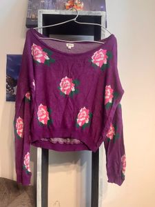 Akiva Floral Cropped Sweater