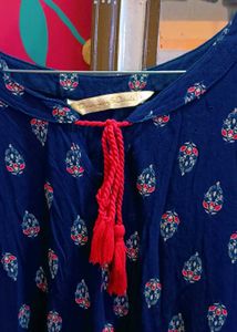 Boho Blue Printed Peplum Top