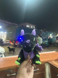 Smiggle Black Purple Green Dragon 16cm x 20cm Plus