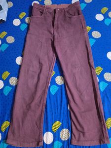 Brownish Maroon Wide Leg Jeans