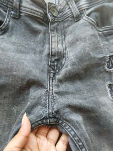 Distressed Gray Wash Jeans