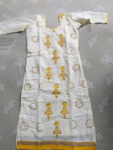 White And Yellow Kurta Set