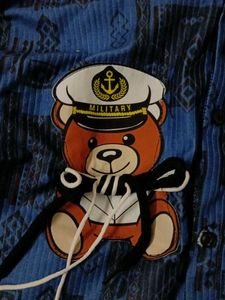 Blue Patterned Teddy Bear Shirt