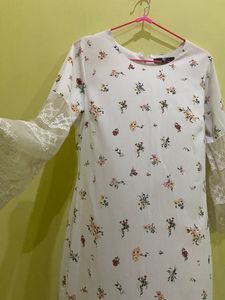 White Floral Midi Dress