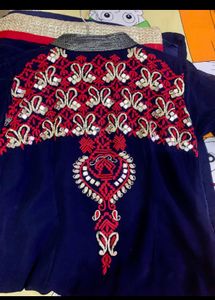 Beautiful Blue Suit With Red Chudidar and Dupatta
