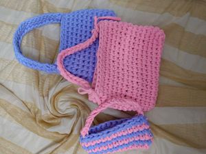 Pink Crochet Handy Bag