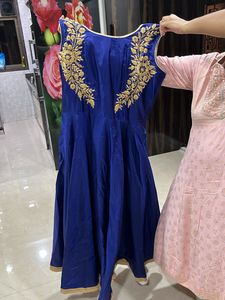 Elegant Blue Embroidered Dress