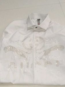 Gucci White Rhinestone Shirt