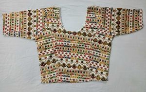 White Blouse With Golden Work