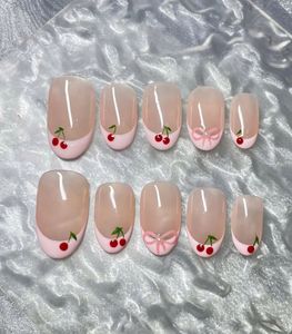 Cherry French Tip Press-On Nails