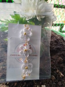 Crochet Micro Flower Pearl Bracelet